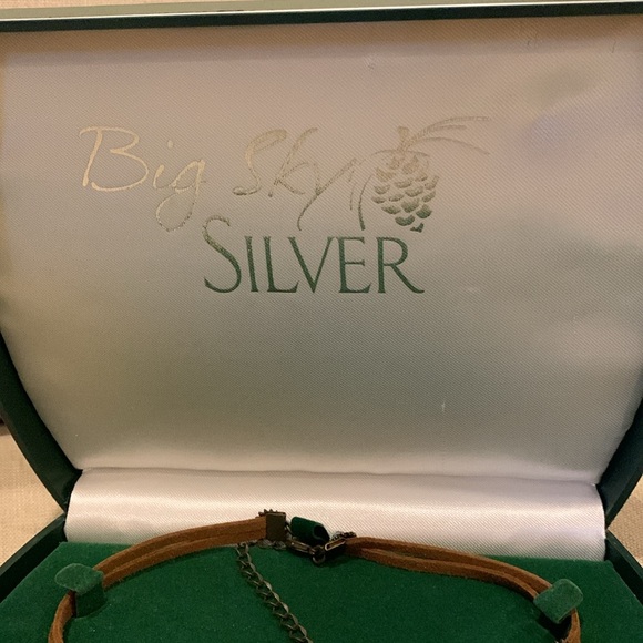 Big Sky Silver Chocker Necklace Turquoise & Suede Western Cowgirl - Picture 6 of 9